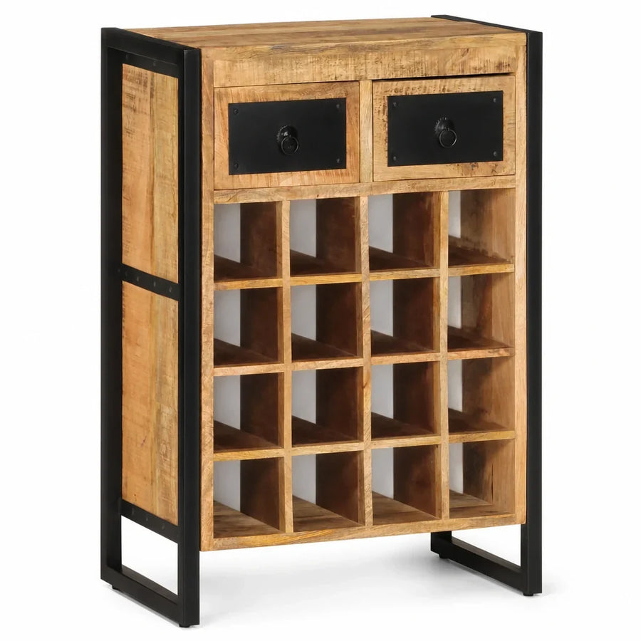 Armoire à vin Le Cabinet en bois de manguier, 16 bouteilles, fond blanc