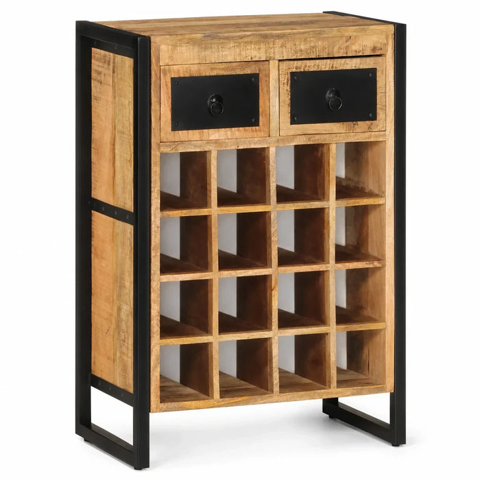 Armoire à vin Le Cabinet en bois de manguier, 16 bouteilles, fond blanc