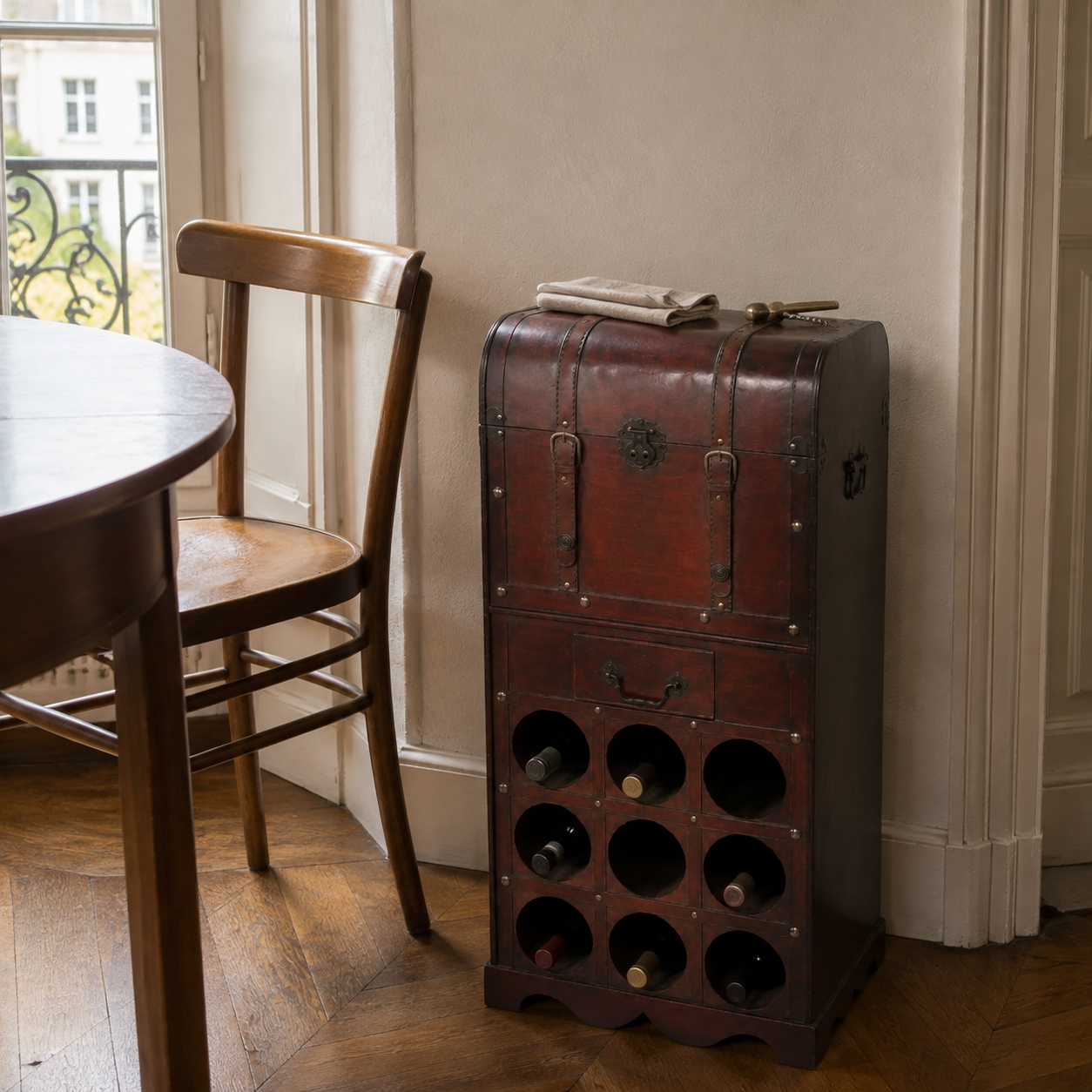 Casier à vin La Malle en situation dans un intérieur