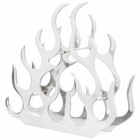 Casier à vin La Flamme en aluminium poli, 11 bouteilles, fond blanc