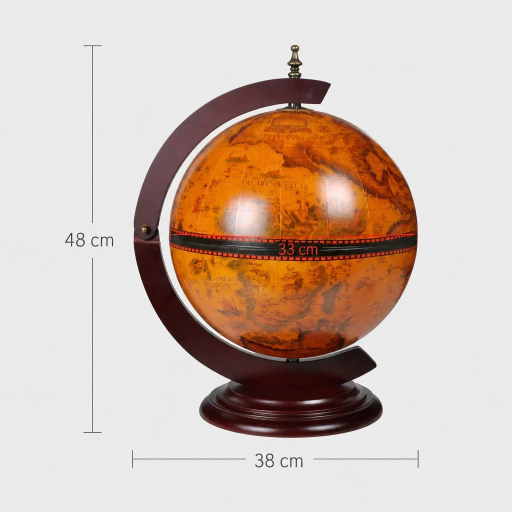 Dimensions du globe-bar à vin Le Globe, 38 x 33 x 48 cm