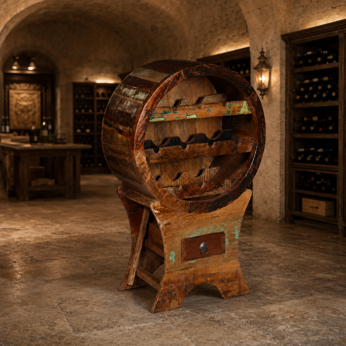 Casier à vin La Barrique en situation dans un intérieur