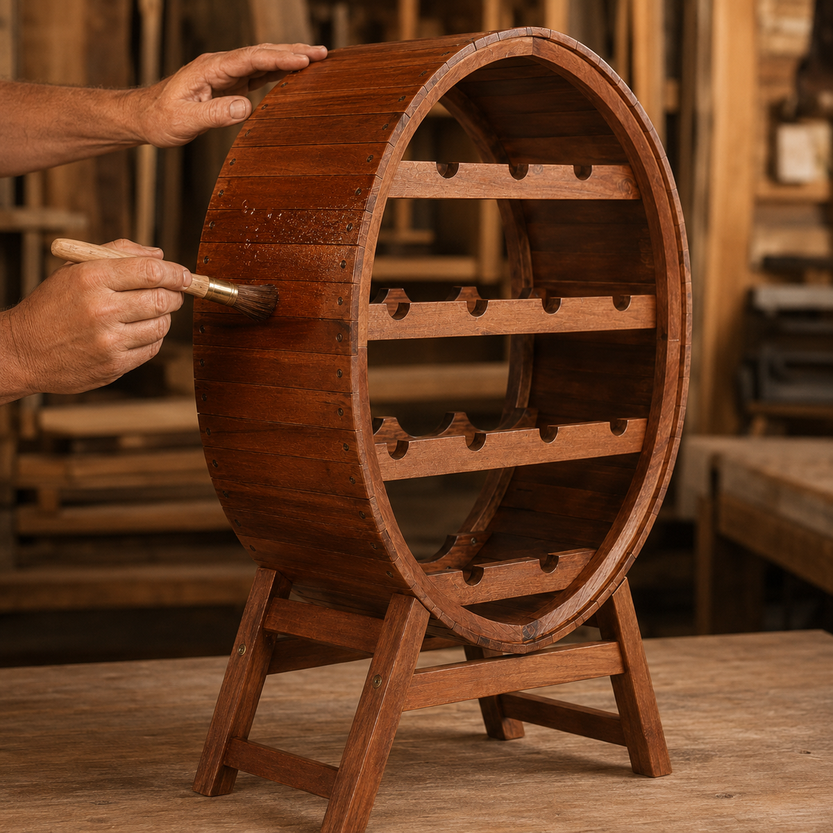 Casier à vin Le Tonneau, bouteilles rangées à l'horizontale