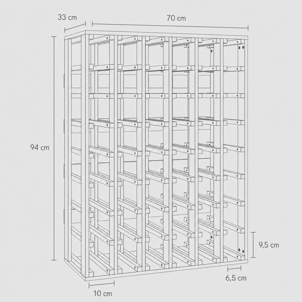 Dimensions du casier à vin La Réserve, 70 x 33 x 94 cm