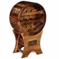 Casier à vin La Barrique en bois massif de récupération, 10 bouteilles, fond blanc