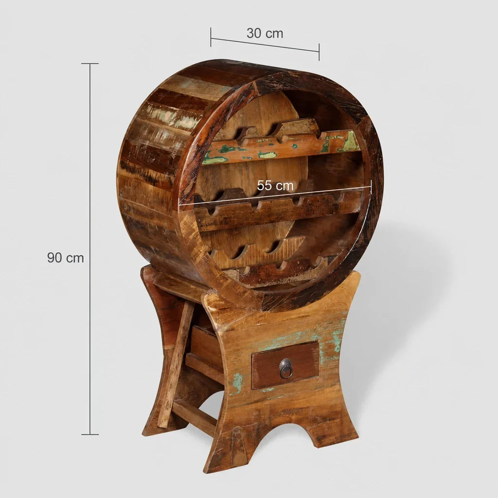 Dimensions du casier à vin La Barrique, 55 x 30 x 90 cm